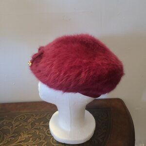VTG Furgora Jacqueline KANGOL Design Hat Beret UK  Angora Fur Gold Beads